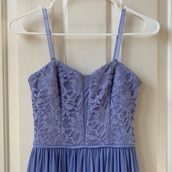 NWT BCX Dress Lace Mesh Insert Optional Strap Purple Gown size 1 XS - Picture 4 of 13